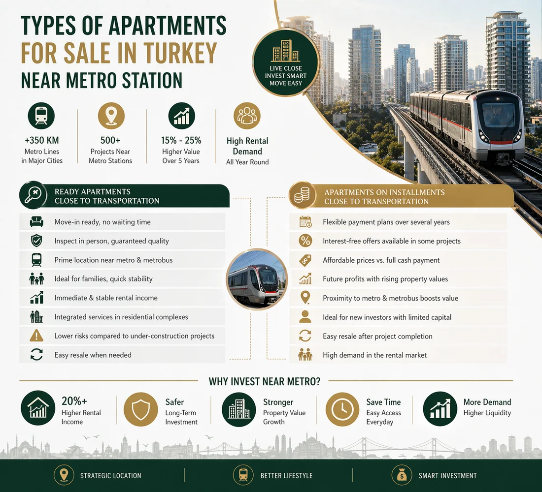 Apartments for Sale in Turkey Near Metro & Transport
